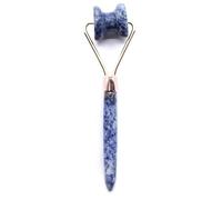 Rouleau pour le visage en pierres précieuses - Outil de soin de la peau en cristal naturel avec double têtes de rouleau et pochette en coton - (quartz rose, jade, améthyste, obsidienne noire et plus