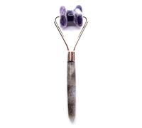 Rouleau pour le visage en pierres précieuses - Outil de soin de la peau en cristal naturel avec double têtes de rouleau et pochette en coton - (quartz rose, jade, améthyste, obsidienne noire et plus