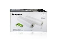Taurus - Pack sacs pour machine sous vide, 2 rouleaux de 22 cm x 6 mètres, pour la conservation des aliments, s'adapte sur mesure