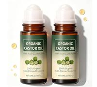 Rouleau Roll-On à l‘Huile de Ricin Bio, Rizinusöl Kaltgepresst mit Rosenquarz Roller, Hydratation Rapide Non Grasse pour Visage & Corps, Soin Doux pour Tous Types de Peau (2pc)