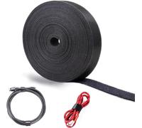 Rouleau Scratch Cable 15 Mx15 MM,Bricolage Longueur Attache Cable,Libre de Couper Serre Cable Noir,Ruban Scratch pour Gestion des Câbles