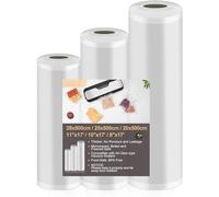 Rouleau Sous Vide Alimentaire, 15M Sac Sous Vide Alimentaire Compatible Pour Divers de Appareils de Mise Sous Vide, 3 Packs 28 cm x 500 cm et 25 cm x 500 cm et 20 cm x 500 cm, Sans BPA