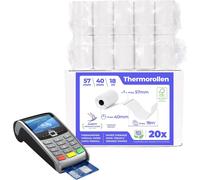 Rouleau Tpe 57mmx18mx12mm-Rouleaux Pour Terminal Carte Bancaire-Bobine Papier Thermique 57x40x12 (20 Bobines)