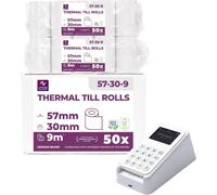 Rouleau Tpe 57mmx9mx12mm-Rouleaux Pour Terminal Carte Bancaire-Bobine Papier Thermique 57x30x12-Sans Bpa (50 Bobines).[A10]