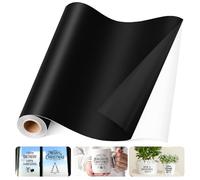 Rouleau Vinyle Adhésif Noir Mat FoiiLiio 30,5 cm x 6 m Vinyl Adhesif Permanent Vinilo Adhesivo permanente vinyl adhésif Extérieur pour Tasses Verre Céramique Cadeaux de Bricolage Noël