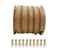 Rouleaux 25 mètres Fermetures éclair continues en nylon 3#, pour sacs artisanaux, tente de camping, avec 10 curseurs Free Slider en métal pour couture, (3465, 3#)