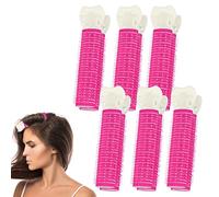 Rouleaux de cheveux avec pinces, 6 pièces pince volumatrice instantanée pour cheveux, rouleaux Velcro pour cheveux bigoudis auto-agrippant rouleau de cheveux volumisant pince à racine (rose)