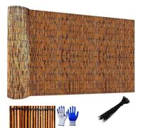 Rouleaux de clôture en roseaux naturels, clôture d'intimité en bambou de 2/3/4/5/6 pieds de haut, clôture décorative en bambou, avec attaches de câble à fermeture éclair(H1.41xL8m/H4.6xL26ft)