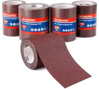 WORKPRO Lot de 4 Rouleaux de Papier Abrasif 93MM x 5M, Grain 60, 120, 180, 240, Rouleaux Abrasifs pour Polissage, Dérouillage, Finition