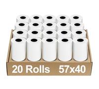 Rouleaux de Papier Thermique EC 57 mm x 15 m x 12 mm, Rouleaux Thermiques EC Cash Rouleaux de Caisse Papier pour Tickets de Caisse pour Lecteurs de Cartes de Crédit, Caisses Enregistreuses, POS, EPOS