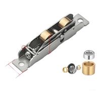 Rouleaux de porte coulissante réglables en acier inoxydable, 8,4 x 1,6 x 1,65 cm, cuivre massif, double roue plate, roulement lisse pour portes en PVC, matériel résistant à la rouille, installation à