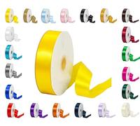 Rouleaux de ruban satiné double face - 25 m - Disponible en largeurs et couleurs - Jaune - 16 mm x 25 m