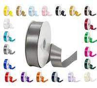 Rouleaux de ruban satiné double face - 25 m - Disponible en plusieurs largeurs et couleurs - Argenté - 16 mm x 25 m