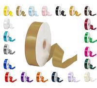 Rouleaux de ruban satiné double face - 25 m - Disponible en plusieurs largeurs et couleurs - Doré antique - 16 mm x 25 m