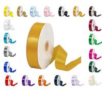 Rouleaux de ruban satiné double face - 25 m - Disponible en plusieurs largeurs et couleurs - Doré vif - 16 mm x 25 m
