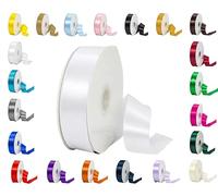 Rouleaux de ruban satiné double face - 25 m - Plusieurs largeurs et couleurs - Blanc - 6 mm x 25 m
