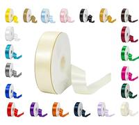 Rouleaux de ruban satiné double face - 25 m - Plusieurs largeurs et couleurs - Ivoire - 3 mm x 25 m