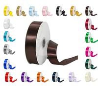 Rouleaux de ruban satiné double face - 25 m - Plusieurs largeurs et couleurs - Marron - 16 mm x 25 m