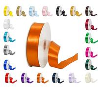 Rouleaux de ruban satiné double face - 25 m - Plusieurs largeurs et couleurs - Orange - 16 mm x 25 m
