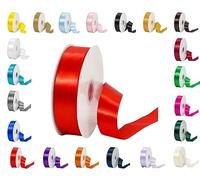 Rouleaux de ruban satiné double face de 25 m dans une gamme de largeurs et de couleurs (rouge, 16 mm x 25 mètres)