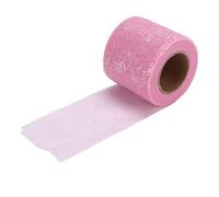 Rouleaux de tissu tulle pailleté en polyester symphonique scintillant, matériel artisanal pour décorations de mariage, fournitures de fête, 6 cm de largeur, 25 mètres de longueur (Rose clair rouge)