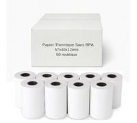 Rouleaux Papier Thermique Sans BPA 57x40x12 mm - 18 m - 55 g/m² - Lot de 50 - Bobines CB/TPE - Impression Haute Définition pour Terminaux de Paiement