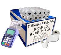 Rouleaux POS 50 mm x 17 m pour enregistreur de caisse - Papier thermique - Diamètre 38 mm - Fabriqué en Italie (100 rouleaux)