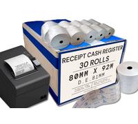 Rouleaux POS 80 mm x 92 m pour enregistreur de caisse - Papier thermique - Diamètre 81 mm - Fabriqué en Italie (30 rouleaux)