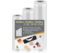 Rouleaux sous vide Alimentaire Diboniur 3 rouleaux 28 25 20 x 300 cm Réutilisables Convient à toutes machines