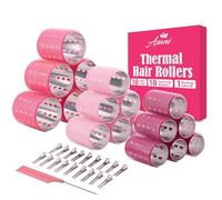 Rouleaux thermiques pour cheveux - Grand - 37 bigoudis auto-agrippants avec 18 clips et peigne de coiffage - Rouleaux thermiques en aluminium pour du volume et des boucles toute la journée - Pour