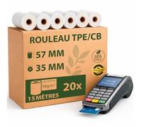 Rouleaux TPE/CB 57x35 - Papier Thermique pour Carte Bancaire - 15 m - Lot de 20 - Sans BPA