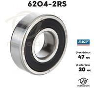 Roulement à billes 6204-2RS Double étanchéité Ø 47 mm SKF