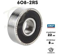 Roulement à billes - SKF - 608-2RS - Double étanchéité - Ø 22 mm - Ø 8 mm - Épaisseur 7 mm