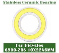 Roulement En Acier Inoxydable 6900-2rs, 10x22x6mm (1 Pièce) Abec-5 6900 Rs Moyeu De Vélo Avant Et Arrière, Roue 10 22 6, Roulements À Billes En Céramique