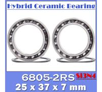 Roulement En Céramique Hybride 6805, 25x37x7mm (2 Pièces) Supports De Pédalier De Vélo, Pièces De Rechange, Roulements À Billes 6805rs Si3n4