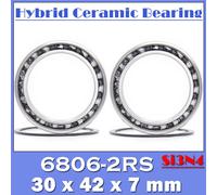 Roulement En Céramique Hybride 6806, 30x42x7mm (2 Pièces) Supports De Pédalier De Vélo, Pièces De Rechange, Roulements À Billes 6806rs Si3n4