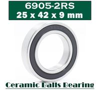 Roulement En Céramique Hybride 6905, 25x42x9mm (1 Pièce) Supports De Pédalier De Vélo, Pièces De Rechange, Roulements À Billes 6905rs Si3n4