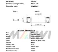 Roulement Max 6801v Llu 12x21x5 Cb441 Cb-441 Gris