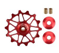Roulements de vélo Rouleau de guidage 14T Roulement en céramique CNC traité Durable léger Accessoires de dérailleur de vélo de route de montagne en alliage d'aluminium rouge 55,5