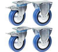 roulette 125mm 5" frein en caoutchouc bleu & fixe capacité 800kg, jeu de 4