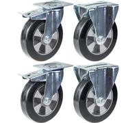 roulette 152mm 6" frein en caoutchouc noir & fixe capacité 1320kg, jeu de 4