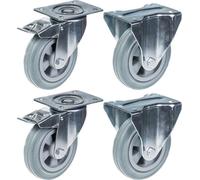 roulette 160mm 6" frein en caoutchouc gris & fixe capacité 540kg, jeu de 4