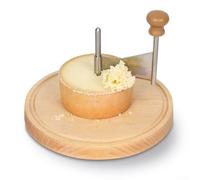 Roulette à fromage élégante avec couvercle, base en bois de chêne et lame amovible en acier inoxydable pour créer des boucles de fromage et des formes florales pour charcuterie, salades et desserts
