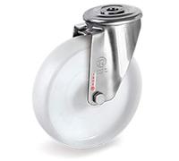 Roulette à oeil INOX pivotante diamètre 80 mm roue polyamide blanc - 100 Kg