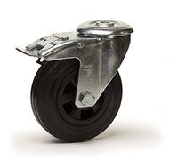 Roulette à oeil pivotante à frein diamètre 125 mm roue caoutchouc noir - 100 Kg