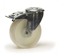 Roulette à oeil pivotante à frein diamètre 150 mm roue polyamide blanc - 300 Kg