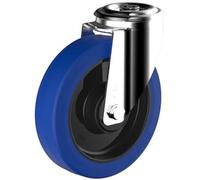 Roulette à oeil pivotante diamètre 100 mm roue caoutchouc élastique EASYROLL® BLEU - 180 Kg