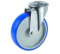 Roulette à oeil pivotante diamètre 125 mm roue polyuréthane BLEU-SOFT® - 180 Kg