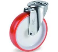 Roulette à oeil pivotante diamètre 125 mm roue polyuréthane rouge - 220 Kg