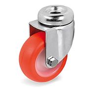 Roulette à oeil pivotante diamètre 60 mm roue polyuréthane rouge - 70 Kg